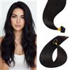 Benehair Extension Capelli Veri Cheratina Nero Naturale U-tip Hair Extension Cheratina Capelli Veri Umani Lisci Remy Keratina Invisibile 25 ciocche 40cm