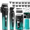 VGR 694 - Tagliacapelli da uomo, set professionale di tagliacapelli e trimmer da barbiere, kit da taglio dei capelli senza fili per uomini con rasoio a lamina, base di ricarica e display LED, verde