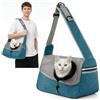 ALLSOPETS Borsa Cane Taglia Piccola, Marsupio Cani, Azzurro Cielo | Borsa Tracolla per Cani e Gatti Traspirante con Tasca Laterale e Tracolla Regolabile, Trasportino Morbido per Viaggi e Uscite