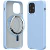 kwmobile Custodia Magnetica Compatibile con Apple iPhone 12 mini - Compatibile con MagSafe - Cover Silicone TPU Magnete - blu chiaro matt