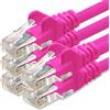 1aTTack.de 0,5m Cavo di Rete magenta - 5x - Cat.6 Ethernet Gigabit Lan RJ45 10 100 1000 Mbit s - Cavo Patch UTP compatibile con Cat.5 Cat.5e Cat.7 Cat.8 - magenta - 5x - 0,5m