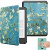 MoKo Custodia per Ebook Reader da 6(11a Gen-2024/2022), Cover a Conchiglia Leggera Cinturino per la mano con Auto Sonno/Sveglia per 11a Gen 2024,NON per Kobo Aura 2/Remarkable, Albicocchi in fiore