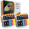 Starlet24 10x 525XL 526XL Cartucce Compatibili per Canon PGI-525 CLI-526 per Canon Pixma iP-4800, iP-4850, iP-4900, iP-4950, iX-6550, MG-5140, 5150, 5250, 5350, 6150, 6250, 8150, 8250, MX-715, MX-880