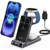 Elecdov Caricabatterie Wireless per Apple Ricarica Magnetica 3 in 1 Stazione di ricarica con Orologio, Supporto di Ricarica Pieghevole Senza Fili per iPhone 17/16/15, Caricatore per iWatch