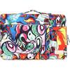 SANFAN Custodia protettiva per computer portatile a 360°, con 3 tasche, maniglia e tracolla per bagagli, motivo: sole, luna e stelle su sfondo blu navy