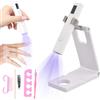 Fangehong Mini Lampada UV LED Unghie, Portatile con Support Asciugatrice Gel per Asciuga Unghie Piccola Salone, USB Ricaricabile, 20/60 Timer, Torcia Elettrica per unghieGel Sciugatura Rapida Bianco