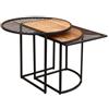 GILDE Set di 2 tavolini Farsi in metallo verniciato a polvere, colore naturale/nero, altezza 60 cm x larghezza 60 cm