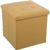 DRW Pouf incollabile con contenitore in ecopelle oro 45 x 45 x 45 cm