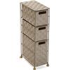 VERSA Mannheim Mobile Bagno, Mobiletto Bagno Salvaspazio, Mobiletti, Cassettiera con 3 cassetti per organizzare, Misure (A x L x l) 57 x 28 x 15,5 cm, Nylon, Colore Beige