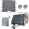 QENETY Copertura anteriore per caravan, parasole per roulotte, protezione da sole/calore/gelo/ghiaccio/neve, impermeabile, universale, con luci a LED e strisce riflettenti
