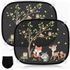 Vuletc 2 Pezzi Parasole Auto Bambini con Protezione UV, Tendine Parasole Auto Bambini 45x36,5 cm con 8 Ventose e Simpatico Animale Universale Protezione Solare e UV (Animali della foresta)