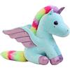 Mislaxy Peluche Unicorno 22 cm Simpatico Giocattolo Bambola Dettagliato con ali di Corno e Coda Arcobaleno, Bambini dai 3 anni in su,Blu