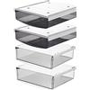 TUKA-i-AKUT 4X 1,7L Cassetti Sotto Scrivania, 21x18x5,4cmcm Autoadesivo Nascosta Cassetto Sottostruttura, Organizzatore per Scrivania/Mobile/Libreria/Mobile da Cucina 4 Unità Trasparente+Nero TKD8607