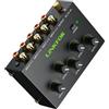 LiNKFOR Mixer Audio 4 Canali Attivo RCA, Audio Stereo Professionale con Connettori Dorati, Mini Mixer 4 Canali con Controllo Volume Indipendente per Home Studio/DJ/Karaoke - Include Alimentatore