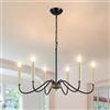 ASHUAQI Lampadario Soggiorno Nero Oro, 6 Luci Classico Candela Lampadario a Sospensione, Base E14 Moderno Industrial Lampadari, Altezza Regolabile Lampadario per Camera da Letto, Cucina, Corridoio