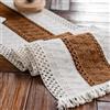 Weldomcor - Runner da tavolo in macramè caramello, stile boho, in cotone e lino, con nappe, rettangolare, in pizzo all'uncinetto, traforato, tovaglia da cucina, stile vintage, country, decorazione da