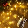 AUZONIMICS Lucine Led Decorative a Batteria Ricaricabile, 5M 50 LED Luci Albero di Natale, Luci Natale per Esterno Interni, Luci Led a Batteria con Timer per Feste, Natale e Matrimoni, 8 Programmi