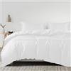 LINENWALAS - Set copripiumino 3 pezzi in 100% tencel, con chiusura a cerniera e lacci angolari, morbido e rinfrescante, in eucalipto, per letto matrimoniale (matrimoniale, bianco)