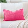 Artscope 1 Pezzi Federe per Cuscini in Velluto a Coste Copricuscini Geometrico Decorativo per Domestica Soggiorno Camera da Letto Divano 40x60cm, Rosso Rosa