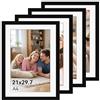 Zouway Cornice 4 pezzi A4, cornice 21x30 nera, cornice per foto, immagini, poster