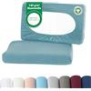 BaSaTex Federe biologiche, confezione da 2 pezzi, per cuscini cervicali e salute, 97% cotone certificato GOTS, 3% elastano, 45-60 x 30-40 cm, ponte da 20 cm, blu fumo
