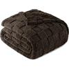 Exclusivo Mezcla Coperta in Pile, Copriletto Leggero e Morbido, 130x150 cm | Copridivano, Usi Multipli, All'aperto, Jacquard a Quadri, Flanella, Traspirante, Tutte le Stagion, Marrone