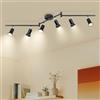 Ketom Binario Faretti Soffitto Orientabile 6 Luci, GU10 Faretto da Soffitto LED Industriale Nero, Faretti da Parete Interno Moderno per Camera da Letto, Cucina, Soggiorno, Senza Lampadina