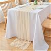 DecorMommt Runner da Tavolo Boho Garza da Formaggio Beige 77x180 cm Stile Country Matrimonio Decorazione da Tavolo da Cucina, per Interni, Vacanze, Matrimoni