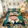 Loussiesd Set di biancheria da letto motivo animale, divertente pigro bradipo tropicale, con stampa floreale, copripiumino a tema natura e copriletto per camera