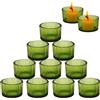 VIQIHEOE Portacandele a Coste, 5 cm x 3,5 cm, Set di 12 Mini Portacandele Vintage, Porta Candele da Tavolo in Vetro, per Feste, Decorazioni, la Casa e Decorazioni Natalizie, Verde