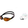 Speedo Fastskin Hyper Elite Mirror Occhialini a Specchio Unisex & Competition Noseclip, Nasenclip Unisex Adults, Grigio/metall, Taglia unica
