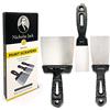 Nicholas Jack Set di 3 raschietti per carta da parati, set di raschietti e coltelli per stucco, flessibile e in acciaio inox per pareti