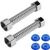 Jinsion 2 Pezzi Tubi Ondulati in Acciaio Inox, 10 cm Tubo Flessibile di Collegamento in Acciaio Inox, G1/2 x G1/2, Universale Tubo Flessibile per Miscelatori, Soffione Doccia, Rubinetto Cucina e Bagn