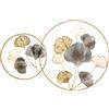 Easycomfort Decorazione Murale 3D in Metallo, Wall Art Dorata con Ginkgo in due Cornici Rotonde, 102x66.2cm, Oro e Argento