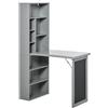 EasyComfort Scrivania PC Pieghevole con Libreria a 9 Ripiani in Legno e Metallo, 98x51x153 cm, Grigio