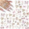 BelleVive 24 ciondoli per unghie, in lega Y2k, per nail art, strass 3D, a forma di stella, fiocco con strass, gioielli lucidi, decorazioni per unghie, accessori