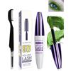 LYSdefeu Mascara in fibra di seta verde 5D, impermeabile, con spazzola a pettine per ciglia, verde Telescopic Waterproof Colored Mascara, allungabile, voluminoso, durevole, per cosplay, feste colorate per