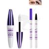 LYSdefeu Set di Mascara 5D in Seta Bianca e Eyeliner Liquido Bianco, Eyeliner Liquido Impermeabile e Anti-Sbavatura, Mascara Volumizzante a Lunga Durata e Ricci per Ciglia per Feste, Trucco Occhi Multicolore