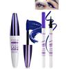 LYSdefeu Set di Mascara in Seta Blu 5D e Eyeliner Liquido Blu, Eyeliner Liquido Impermeabile e Resistente alle Smagliature, Mascara Volumizzante e Lunga Durata per Ciglia per Feste, Occhi Multicolori Makeup-4
