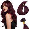 TESS Extension con Cheratina Capelli Veri 25 Ciocche 20g #99J Vino Rosso, 100% Human Hair Naturali Bonding Extensions 35cm