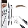 lomdung Penna Eyeliner e Sopracciglia 2 in 1, Matita per Sopracciglia 2 in 1, Penna per Sopraccigliaes Liquida, Matita Sopraccigliaes Microblading, per Creare Sopracciglias Naturali, Marrone Scuro