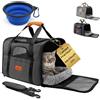 PEPPER Transportin Cane Gatto 46 x 35 x 31 cm + abbeveratoio + cuscino morbido + tracolla regolabile | trasportatore gatto portatile con ventilazione a 360° | borsa per trasporto traspirante per