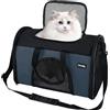 Zavothy Borsa per il trasporto per gatti e cani, borsa per il trasporto, traspirante e pieghevole, trasportino per gatti con tracolla regolabile, materasso in peluche rimovibile (blu scuro, S)