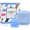 SHORDY Coppa mestruale, confezione singola (Small) con scatola, coppetta mestruale flessibile e posacenere per periodo, protezione fino a 12 ore, alternativa ecologica a tamponi, dischi, pastiglie