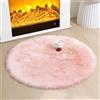 AMFUN Pelliccia Sintetica Tappeto Vello di Pecora, Faux Pelliccia di Agnello di Pecora Tappeto, Tappeto Morbido e Soffice per la camera da Letto, Divano Matte (Rosa, Ø 90 cm Rotondo)