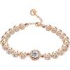 FEIKFEIZ Bracciale in perle di moissanite, diamante moissanite coltivato in laboratorio da 2CT, placcato in oro rosa 18K, bracciale in perle d'acqua dolce regolabile, bracciale dorato, regalo per donne.
