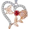 LOVANS Collana Cuore Argento 925 Donna, Rosa - Regalo Mamma Perfetto per Compleanno, San Valentino, Natale e Festa della Mamma [Rosso]