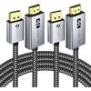 WARRKY Cavo DisplayPort a HDMI 4K, 1.8M 2 Pezzi [2K@60Hz, 1080P@120Hz, Nylon Intrecciato, Placcati in Oro] Unidirezionale DP to HDMI