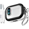MHYALUDO per Airpods Pro 2a generazione Custodia con blocco di sicurezza, compatibile con Airpods Pro 2a/1a Generazione, TPU trasparente, custodia antiurto di livello militare. Nero