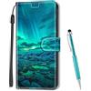 MadBee Custodia Compatibile con Xiaomi Redmi Note 8T, Portafoglio Creativo Colorato Libro Pelle PU Flip Caso Magnetica Supporto Cover per Xiaomi Redmi Note 8T (Aurora)